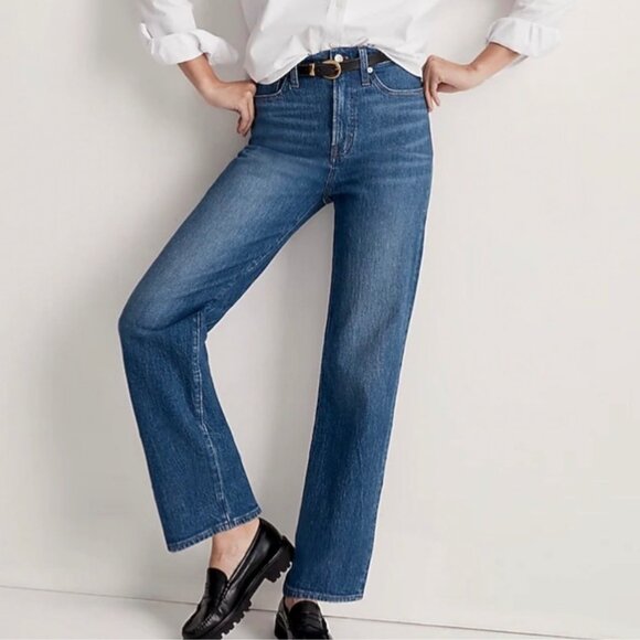 Madewell Denim The Perfect Vintage Wide Leg Jeans Leifland Stretchy Blue Size 24 - Picture 1 of 10